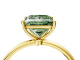 Yellow gold Fancy Green Princess  Cut Solitaire Engagement Ring with Thin Band and Four-Prong Setting_7