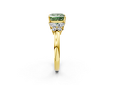 Yellow gold Fancy Green Princess  Cut Solitaire Floral Diamond Ring with Four-Prong Setting_2