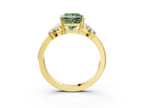Yellow gold Fancy Green Princess  Cut Solitaire Floral Diamond Ring with Four-Prong Setting_3