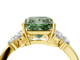 Yellow gold Fancy Green Princess  Cut Solitaire Floral Diamond Ring with Four-Prong Setting_4