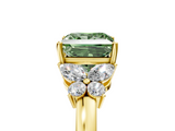 Yellow gold Fancy Green Princess  Cut Solitaire Floral Diamond Ring with Four-Prong Setting_5