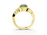 Yellow gold Fancy Green Princess Cut Solitaire Intertwined Band Prong Setting Ring_3