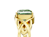 Yellow gold Fancy Green Princess Cut Solitaire Intertwined Band Prong Setting Ring_5