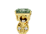Yellow gold Fancy Green Princess Cut Solitaire Milgrain Leaf Band with Prong Setting_5