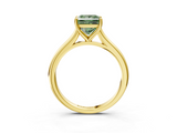 Yellow gold Fancy Green Princess  Cut Solitaire Ring with Cathedral Band and Four-Prong Setting_3