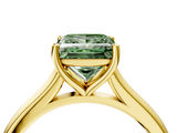 Yellow gold Fancy Green Princess  Cut Solitaire Ring with Cathedral Band and Four-Prong Setting_4
