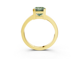 Yellow gold Fancy Green Princess  Cut Solitaire Ring with Four-Prong Setting and Classic Band_3
