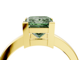 Yellow gold Fancy Green Princess  Cut Solitaire Ring with Four-Prong Setting and Classic Band_4