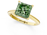 Yellow gold Fancy Green Princess  Cut Solitaire Ring with Four-Prong Setting on a Classic Band_1
