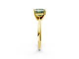 Yellow gold Fancy Green Princess  Cut Solitaire Ring with Four-Prong Setting on a Classic Band_2