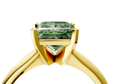 Yellow gold Fancy Green Princess  Cut Solitaire Ring with Four-Prong Setting on a Classic Band_4