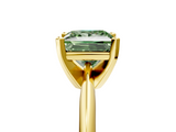 Yellow gold Fancy Green Princess  Cut Solitaire Ring with Four-Prong Setting on a Classic Band_5