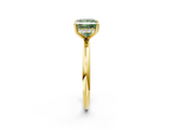 Yellow gold Fancy Green Princess  Cut Solitaire Ring with Thin Band and Four-Prong Setting_2