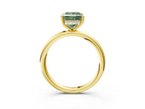 Yellow gold Fancy Green Princess  Cut Solitaire Ring with Thin Band and Four-Prong Setting_3