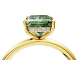 Yellow gold Fancy Green Princess  Cut Solitaire Ring with Thin Band and Four-Prong Setting_4