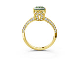 Yellow gold Fancy Green Princess Cut Solitaire Split Shank Pave Diamond Engagement Ring with Four-Prong Setting_27