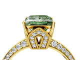Yellow gold Fancy Green Princess Cut Solitaire Split Shank Pave Diamond Engagement Ring with Four-Prong Setting_28