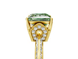 Yellow gold Fancy Green Princess Cut Solitaire Split Shank Pave Diamond Engagement Ring with Four-Prong Setting_29
