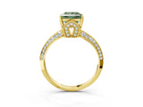 Yellow gold Fancy Green Princess Cut Solitaire Split Shank Pave Diamond Engagement Ring with Four-Prong Setting_3