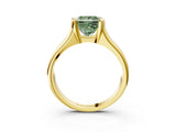 Yellow gold Fancy Green Princess Cut Solitaire Tension Set Diamond Ring with Split Shank Band_3