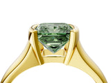 Yellow gold Fancy Green Princess Cut Solitaire Tension Set Diamond Ring with Split Shank Band_4