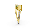 Yellow gold Fancy Green Princess Cut Solitaire Tension-Set Diamond Split Shank Ring_2