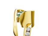 Yellow gold Fancy Green Princess Cut Solitaire Tension-Set Diamond Split Shank Ring_5