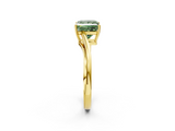 Yellow gold Fancy Green Princess  Cut Solitaire Twist Band Ring with Four-Prong Setting_2
