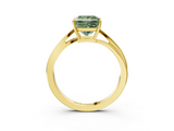 Yellow gold Fancy Green Princess  Cut Solitaire Twist Band Ring with Four-Prong Setting_3