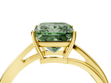 Yellow gold Fancy Green Princess  Cut Solitaire Twist Band Ring with Four-Prong Setting_4