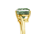 Yellow gold Fancy Green Princess  Cut Solitaire Twist Band Ring with Four-Prong Setting_5