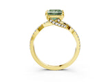 Yellow gold Fancy Green Princess Cut Solitaire Twist Pave Diamond Engagement Ring with Prong Setting_3