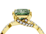 Yellow gold Fancy Green Princess Cut Solitaire Twist Pave Diamond Engagement Ring with Prong Setting_4