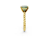Yellow gold Fancy Green Princess  Cut Solitaire Twisted Band with Four-Prong Setting_31