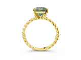 Yellow gold Fancy Green Princess  Cut Solitaire Twisted Band with Four-Prong Setting_32