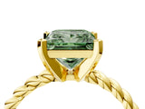 Yellow gold Fancy Green Princess  Cut Solitaire Twisted Band with Four-Prong Setting_33