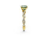 Yellow gold Fancy Green Princess Cut Solitaire Twisted Pave Band with Four-Prong Setting_5