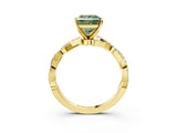 Yellow gold Fancy Green Princess Cut Solitaire Twisted Pave Band with Four-Prong Setting_6