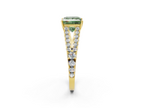 Yellow gold Fancy Green Princess  Cut Split Shank Pave Diamond Engagement Ring with Four-Prong Setting_2