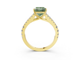 Yellow gold Fancy Green Princess  Cut Split Shank Pave Diamond Engagement Ring with Four-Prong Setting_3