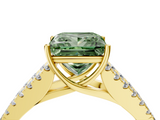 Yellow gold Fancy Green Princess  Cut Split Shank Pave Diamond Engagement Ring with Four-Prong Setting_4
