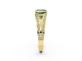 Yellow gold Fancy Green Princess  Cut Split Shank Pave Diamond Ring with Four-Prong Setting_2