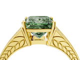 Yellow gold Fancy Green Princess  Cut Split Shank Pave Diamond Ring with Four-Prong Setting_4