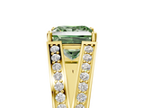 Yellow gold Fancy Green Princess  Cut Split Shank Pave Diamond Ring with Four-Prong Setting_5