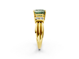Yellow gold Fancy Green Princess  Cut Three-Stone Channel Set Ring with Bar Prongs_2