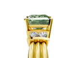Yellow gold Fancy Green Princess  Cut Three-Stone Channel Set Ring with Bar Prongs_5