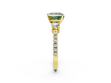 Yellow gold Fancy Green Princess  Cut Three-Stone Diamond Pavé Band with Prong Setting_2