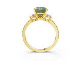 Yellow gold Fancy Green Princess  Cut Three-Stone Diamond Pavé Band with Prong Setting_3