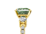 Yellow gold Fancy Green Princess  Cut Three-Stone Diamond Pavé Band with Prong Setting_5