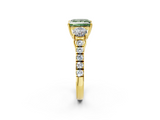 Yellow gold Fancy Green Princess  Cut Three-Stone Diamond Pave Band with Prong Setting_19